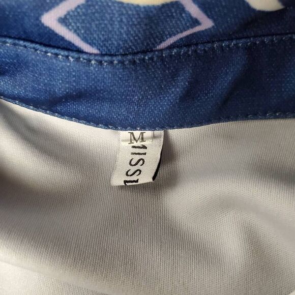 MissLook Size Medium Blue Button Front Shirt - Picture 4 of 8